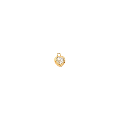 Gold Heart Gemstone Charm - Waterproof Stainless Steel - Assorted