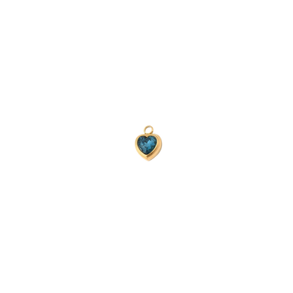 Gold Heart Gemstone Charm - Waterproof Stainless Steel - Assorted