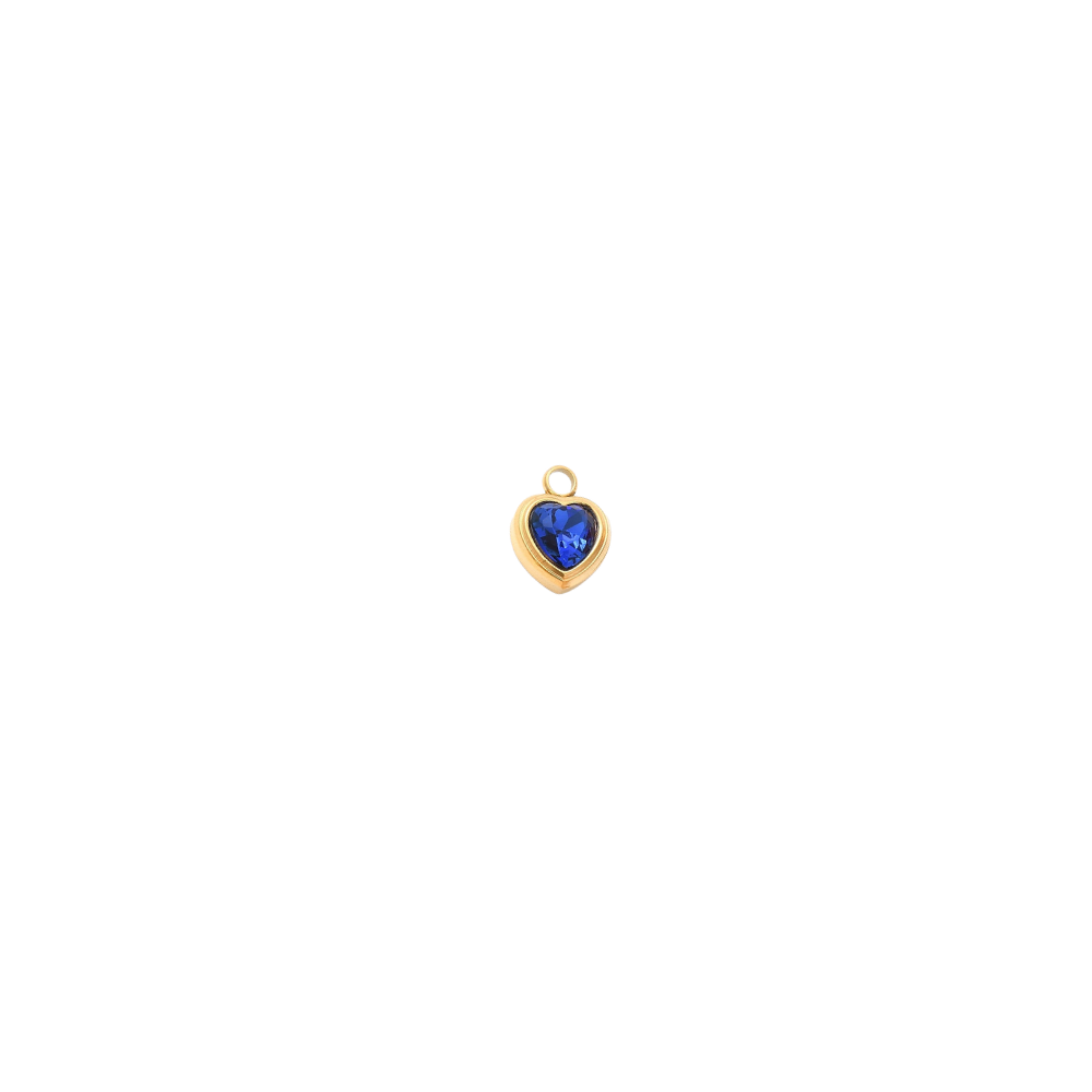 Gold Heart Gemstone Charm - Waterproof Stainless Steel - Assorted
