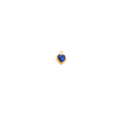 Gold Heart Gemstone Charm - Waterproof Stainless Steel - Assorted