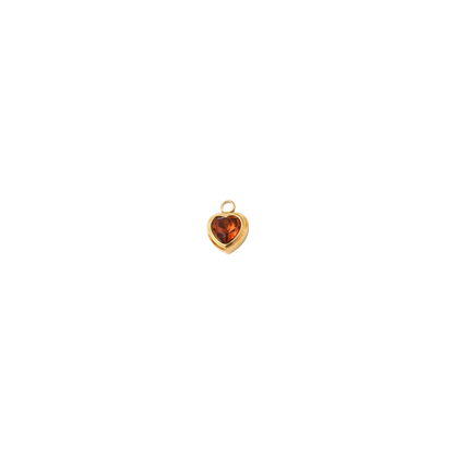 Gold Heart Gemstone Charm - Waterproof Stainless Steel - Assorted