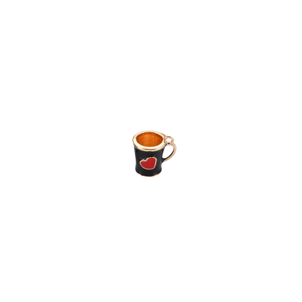 Gold Heart Coffee Cup Charm - Assorted