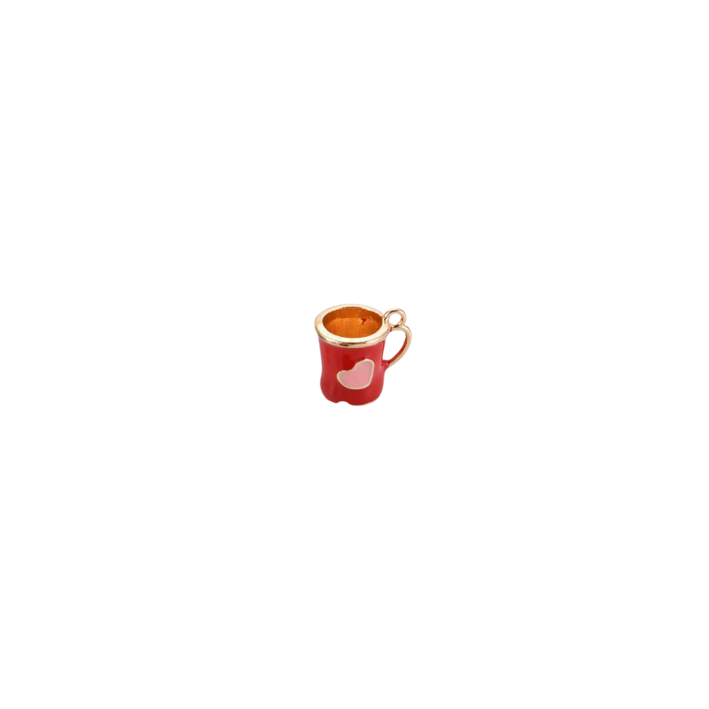 Gold Heart Coffee Cup Charm - Assorted
