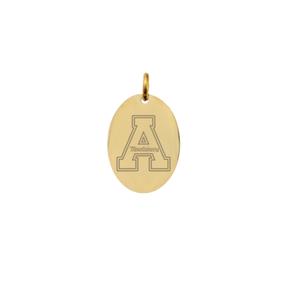 Appalachian State University Small Gold Oval Charm - APP State "A" Logo