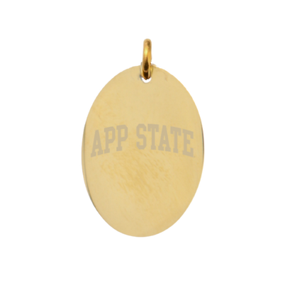 Appalachian State University Large Gold Oval Charm - APP State Text