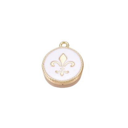Gold Fleur De Lis Round Charm