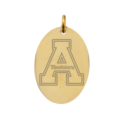 Appalachian State University Large Gold Oval Charm - APP State "A" Logo