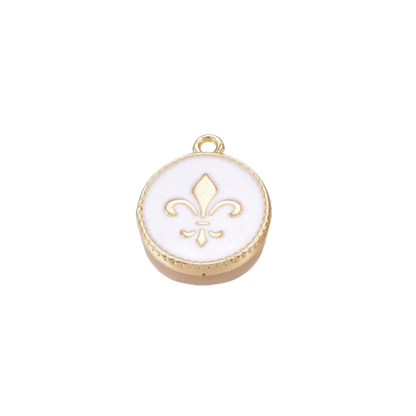 Gold Fleur De Lis Round Charm