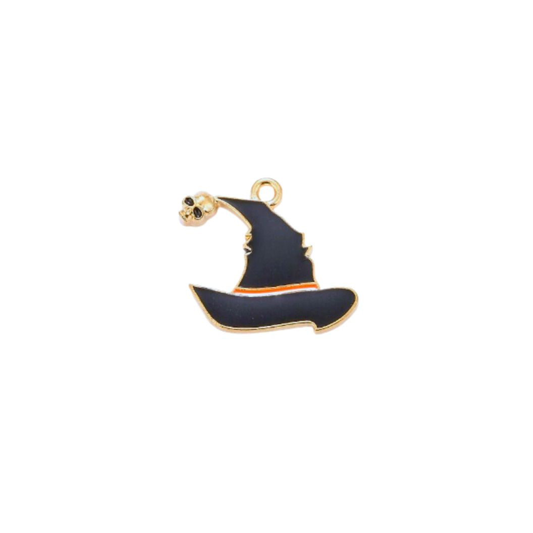 Gold Spooky Witch Hat Charm