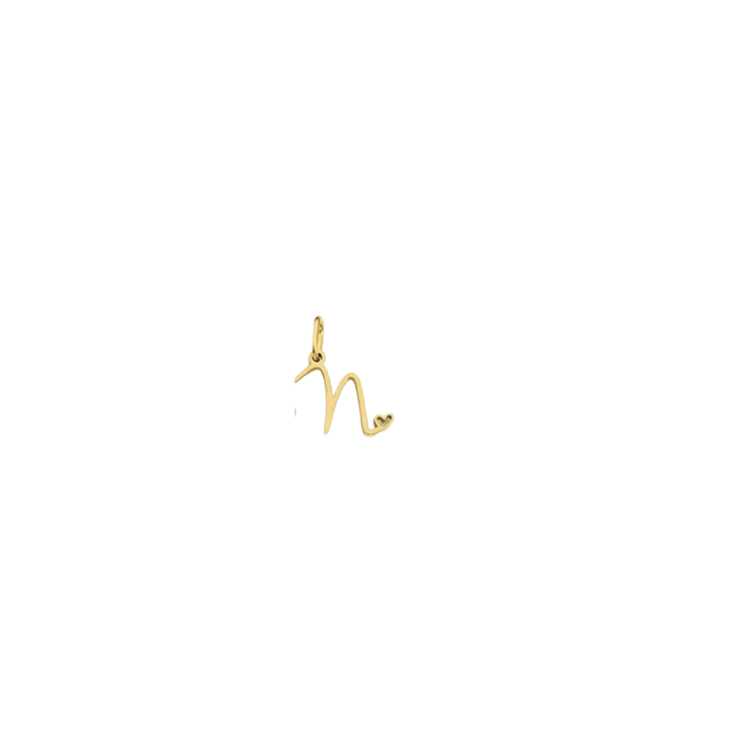 Gold Cursive Initial Letter | Waterproof Stainless Steel Charm