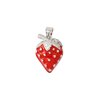 Transparent view of the Silver Sweet Strawberry Charm