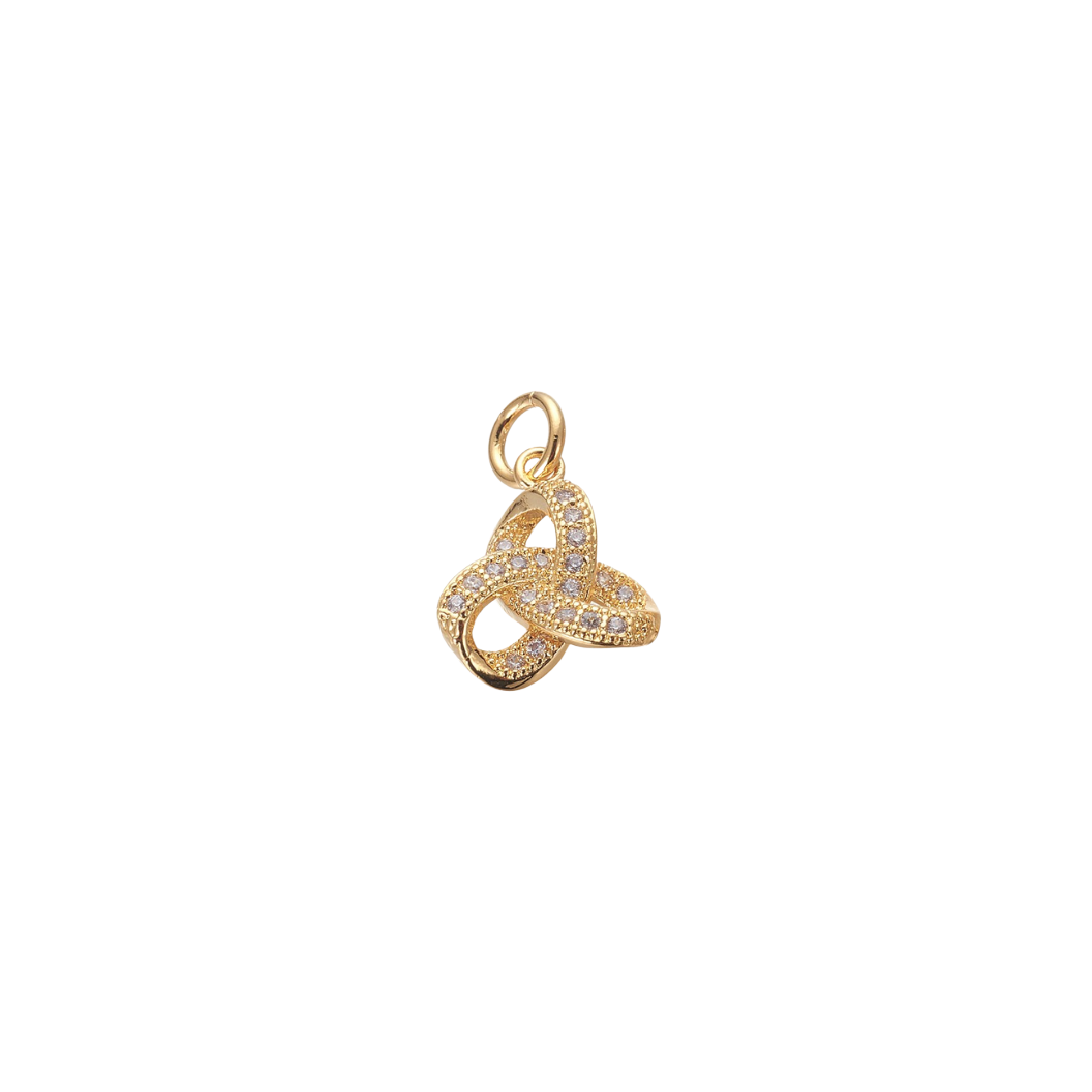 Transparent view of the Gold Trinity Knot with Cubic Zirconia Charm