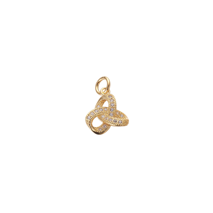 Transparent view of the Gold Trinity Knot with Cubic Zirconia Charm