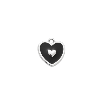 Transparent view of the Silver Heart on Heart Charm | Assorted | Black