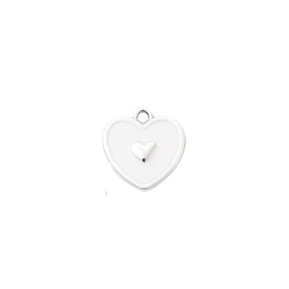Transparent view of the Silver Heart on Heart Charm | Assorted | White 