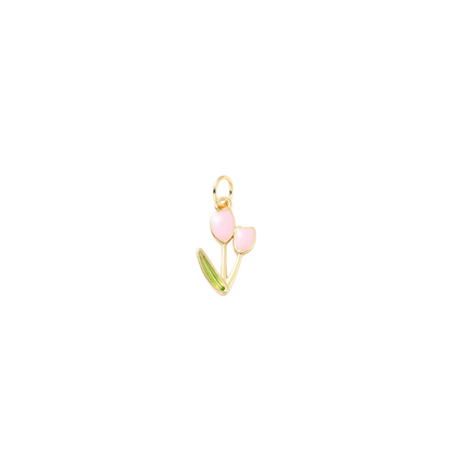 Transparent view of the Gold Springtime Bloom Tulip Charm | Baby pink