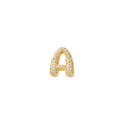 Transparent view of the Gold Mini Slider Rhinestone Bubble Initial Letter | Alphabet Charm | Letter A
