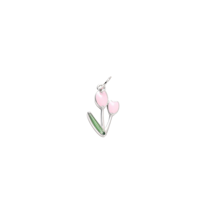 Transparent view of the Silver Springtime Bloom Tulip Charm | Baby pink