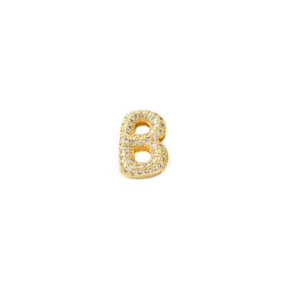 Transparent view of the Gold Mini Slider Rhinestone Bubble Initial Letter | Alphabet Charm | Letter B