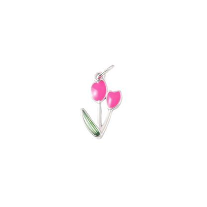 Transparent view of the Silver Springtime Bloom Tulip Charm | Hot Pink