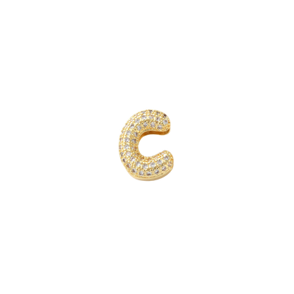 Transparent view of the Gold Mini Slider Rhinestone Bubble Initial Letter | Alphabet Charm | Letter C