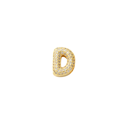Transparent view of the Gold Mini Slider Rhinestone Bubble Initial Letter | Alphabet Charm | Letter D