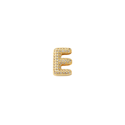 Transparent view of the Gold Mini Slider Rhinestone Bubble Initial Letter | Alphabet Charm | Letter E