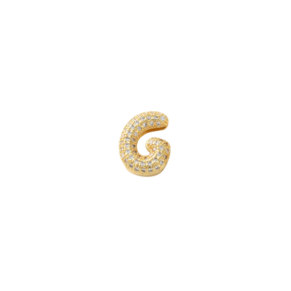 Transparent view of the Gold Mini Slider Rhinestone Bubble Initial Letter | Alphabet Charm | Letter G