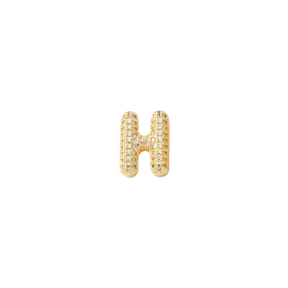 Transparent view of the Gold Mini Slider Rhinestone Bubble Initial Letter | Alphabet Charm | Letter H