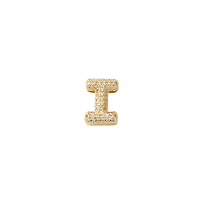 Transparent view of the Gold Mini Slider Rhinestone Bubble Initial Letter | Alphabet Charm | Letter I