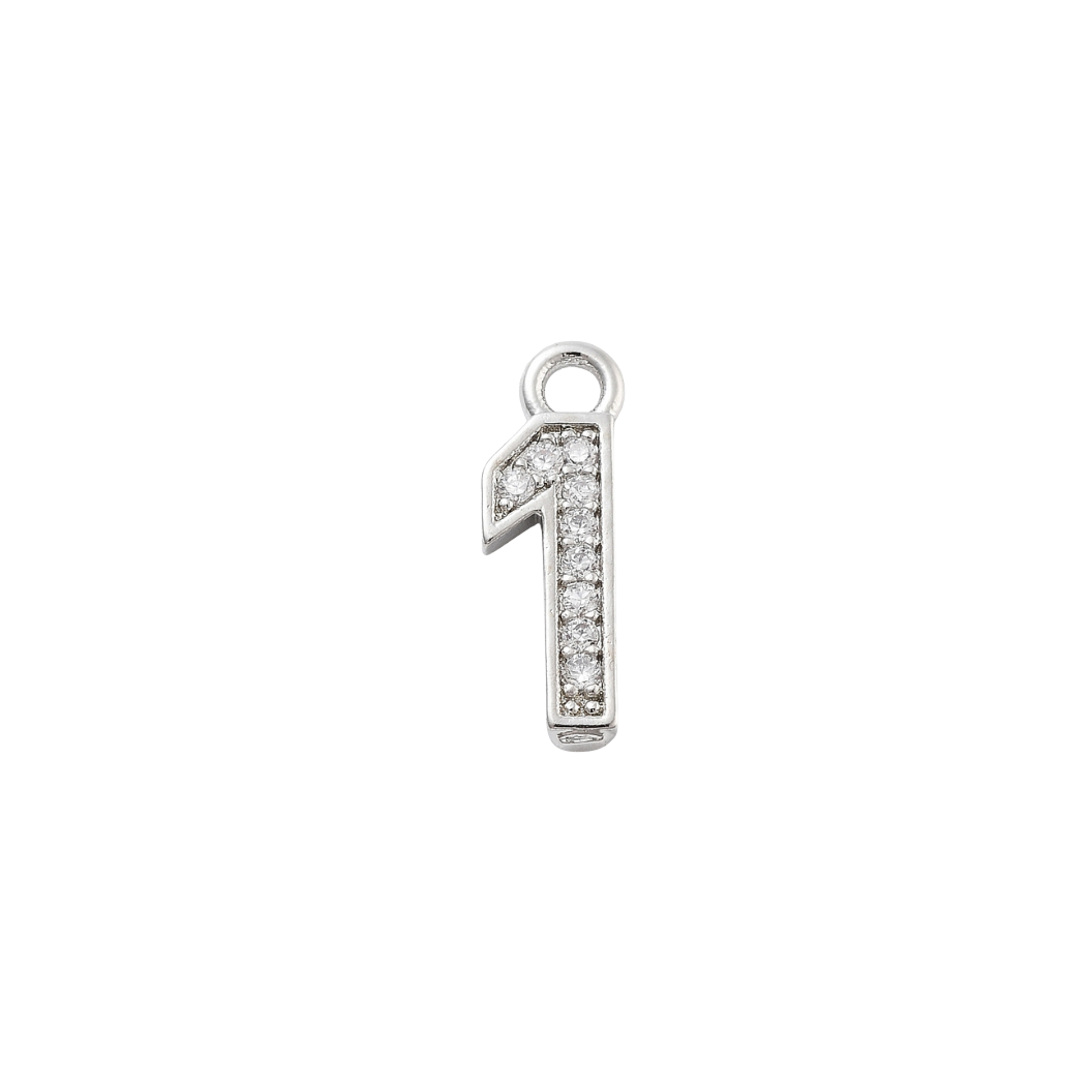 Transparent view of the Silver Pave Number Charm | Number Charm | One