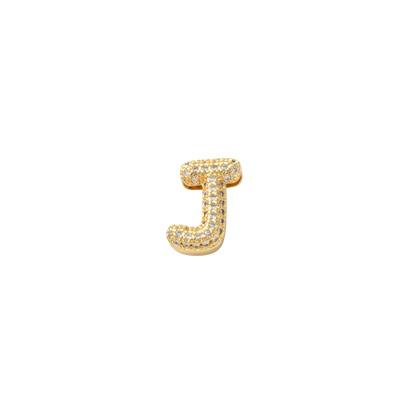 Transparent view of the Gold Mini Slider Rhinestone Bubble Initial Letter | Alphabet Charm | Letter J