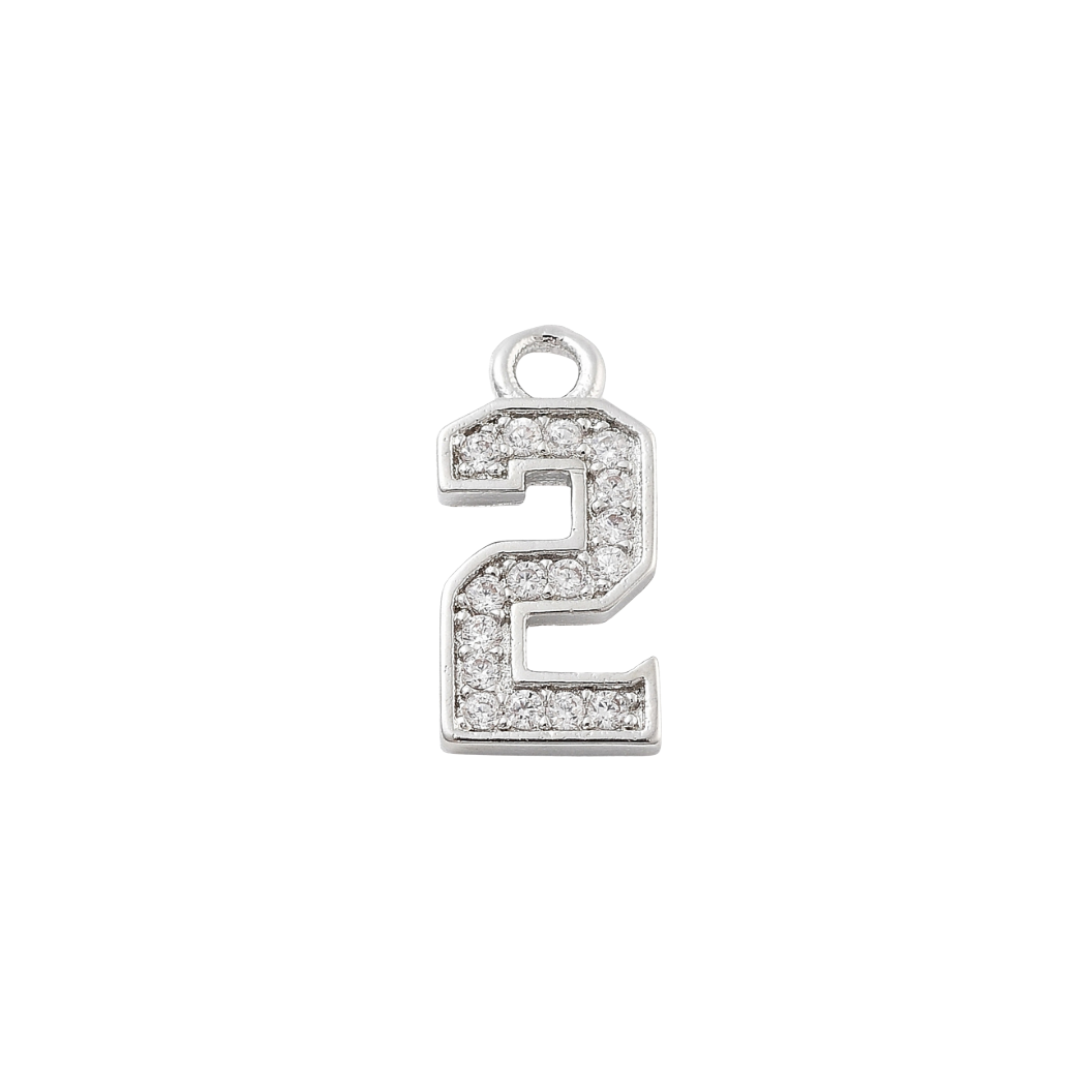 Transparent view of the Silver Pave Number Charm | Number Charm | Two