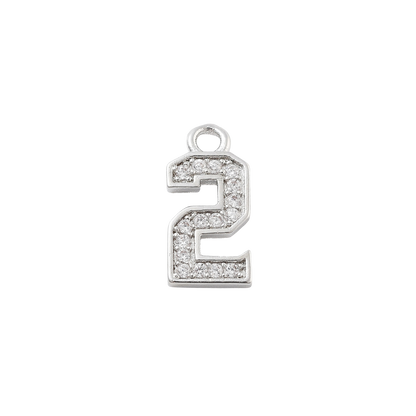 Transparent view of the Silver Pave Number Charm | Number Charm | Two