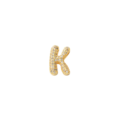 Transparent view of the Gold Mini Slider Rhinestone Bubble Initial Letter | Alphabet Charm | Letter K