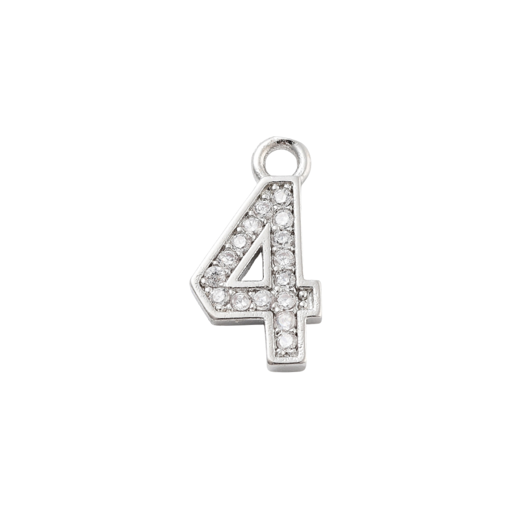 Transparent view of the Silver Pave Number Charm | Number Charm | Four