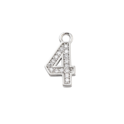 Transparent view of the Silver Pave Number Charm | Number Charm | Four