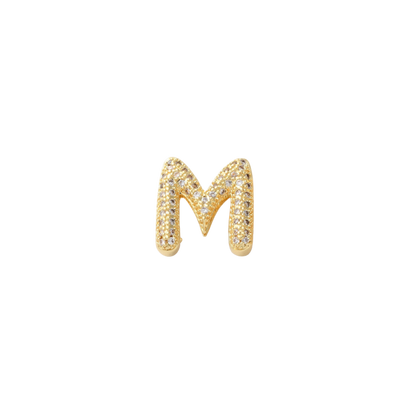 Transparent view of the Gold Mini Slider Rhinestone Bubble Initial Letter | Alphabet Charm | Letter M