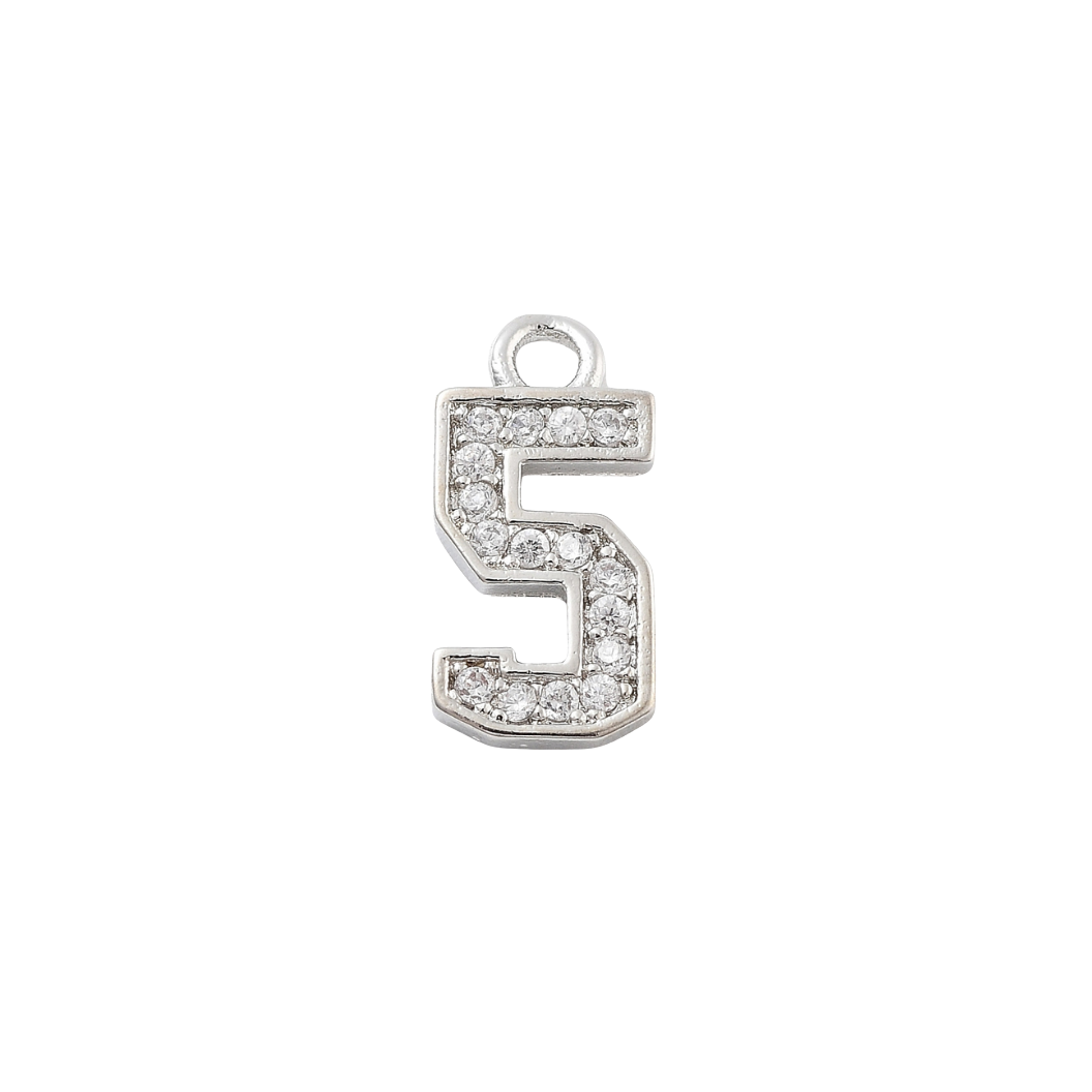 Transparent view of the Silver Pave Number Charm | Number Charm | Five