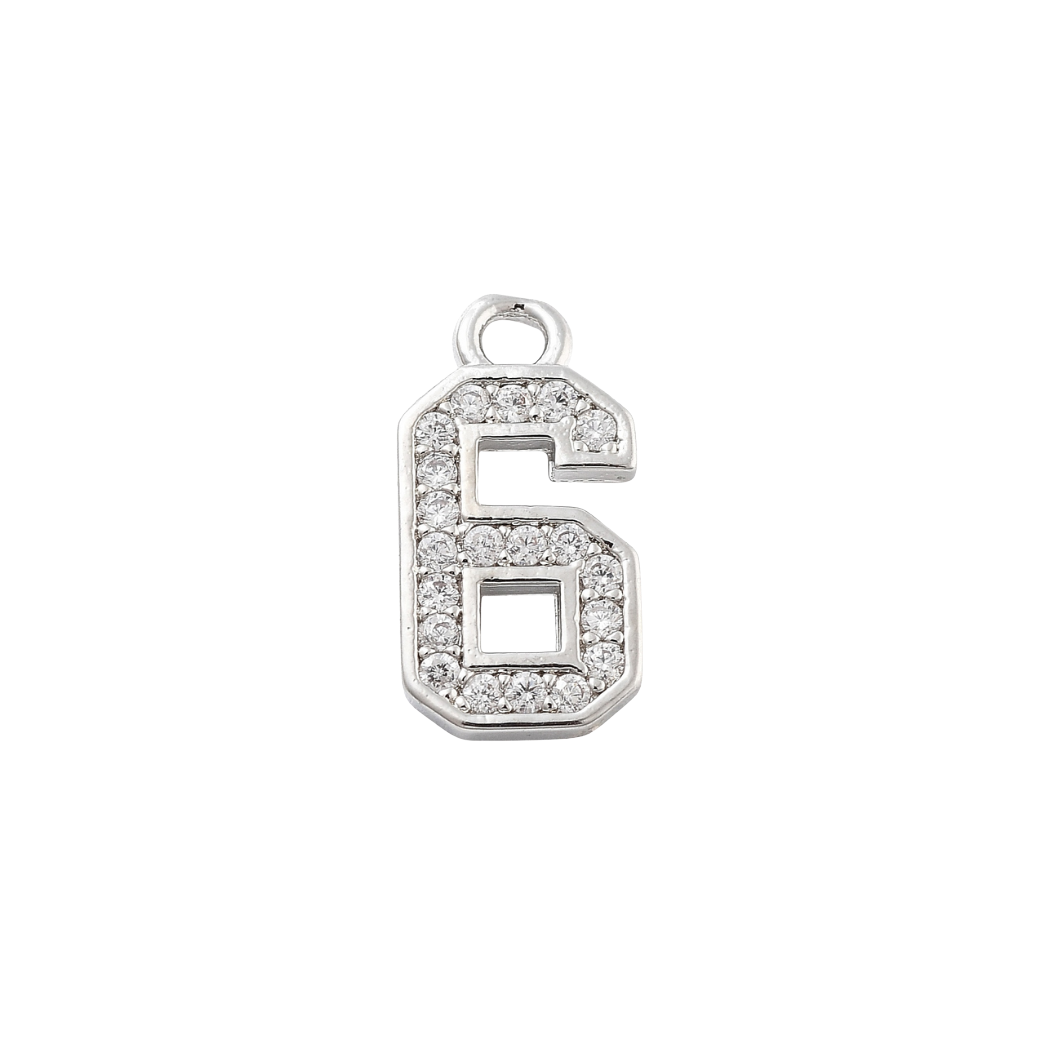 Transparent view of the Silver Pave Number Charm | Number Charm | Six