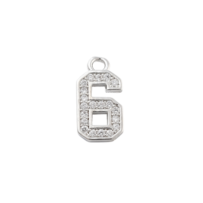 Transparent view of the Silver Pave Number Charm | Number Charm | Six