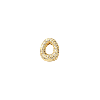Transparent view of the Gold Mini Slider Rhinestone Bubble Initial Letter | Alphabet Charm | Letter O
