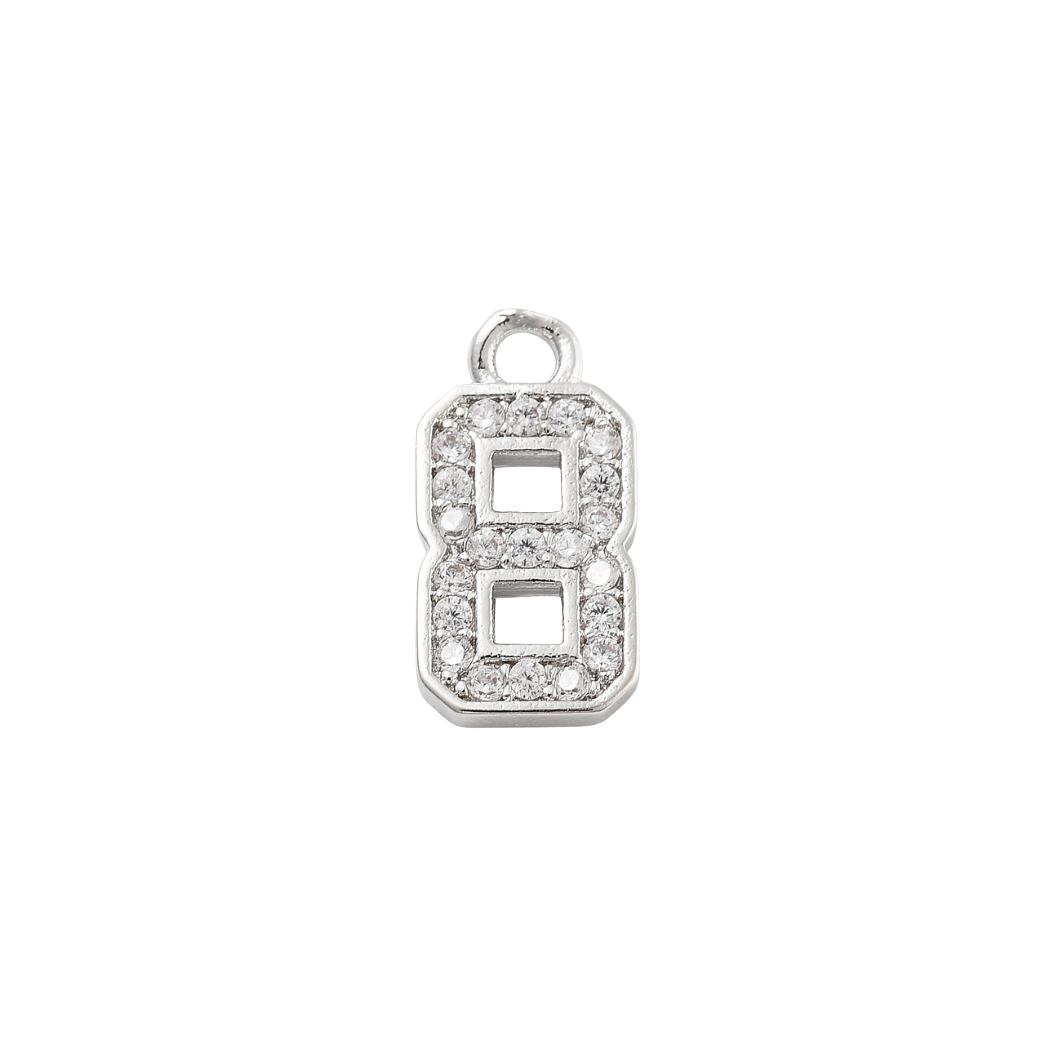Transparent view of the Silver Pave Number Charm | Number Charm | Eight