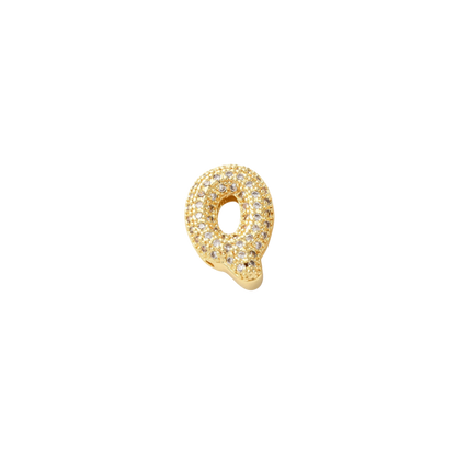 Transparent view of the Gold Mini Slider Rhinestone Bubble Initial Letter | Alphabet Charm | Letter Q