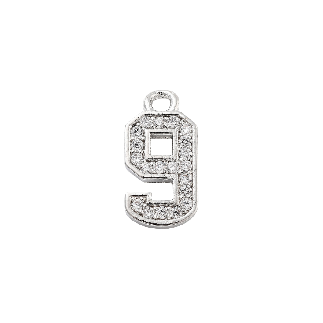 Transparent view of the Silver Pave Number Charm | Number Charm | Nine