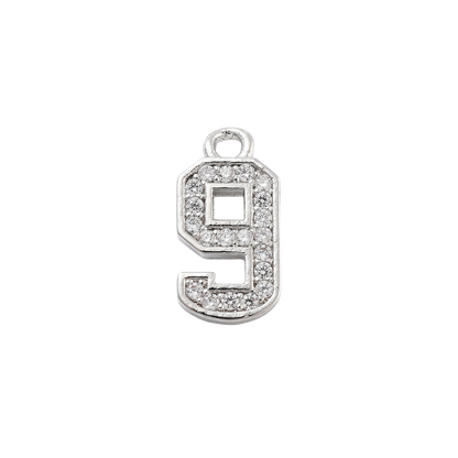 Transparent view of the Silver Pave Number Charm | Number Charm | Nine