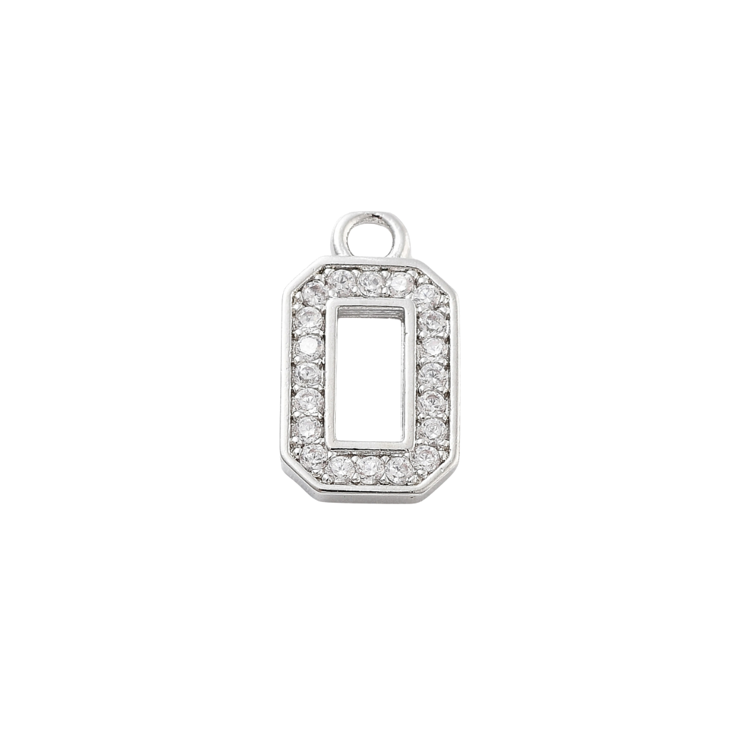 Transparent view of the Silver Pave Number Charm | Number Charm | Zero