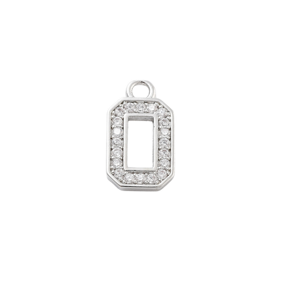 Transparent view of the Silver Pave Number Charm | Number Charm | Zero