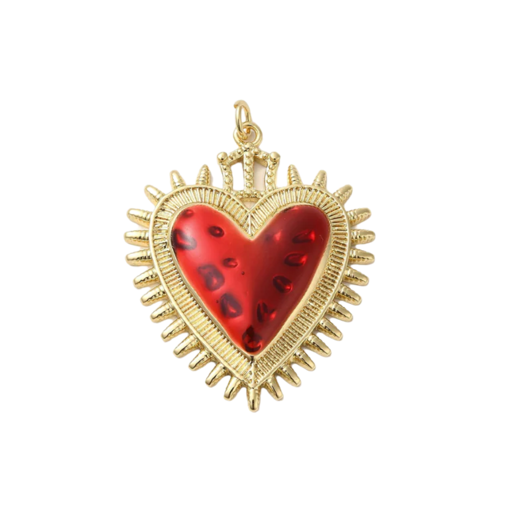 Transparent view of the Gold Bursting Heart Charm