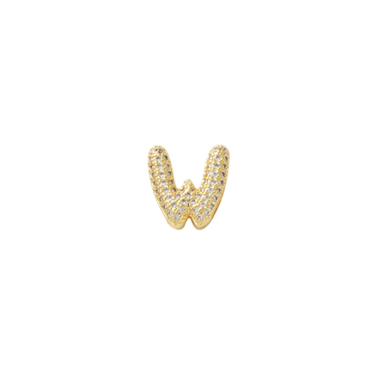 Transparent view of the Gold Mini Slider Rhinestone Bubble Initial Letter | Alphabet Charm | Letter W